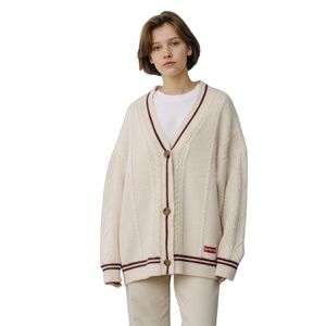 Taylor Swift Inspired Star Elbow Cream Cardigan 3 Button Knit Oversized Large